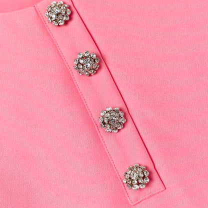 Pink Taffeta Crystal Embellished Dress