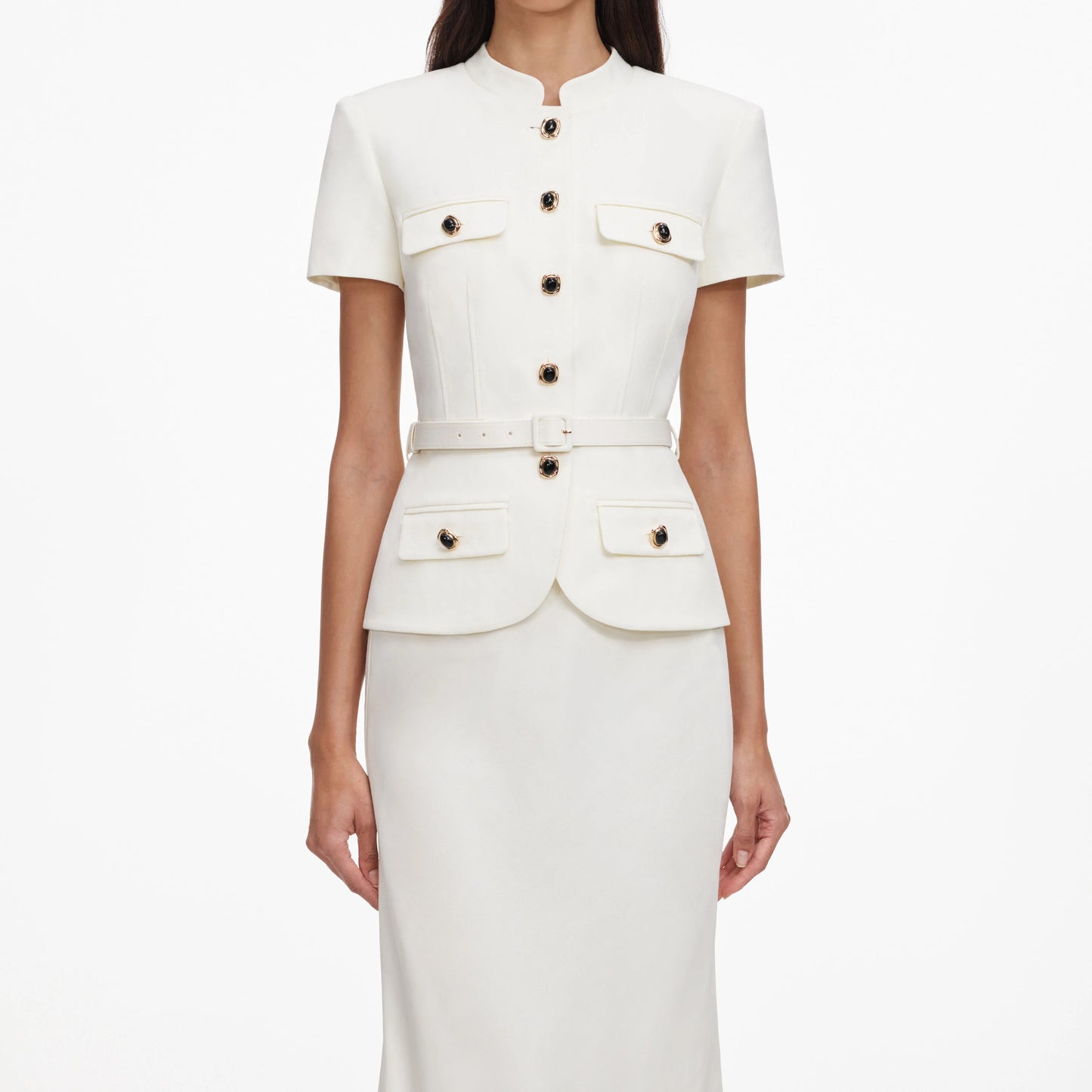 Cream Linen Blend Peplum Maxi Dress