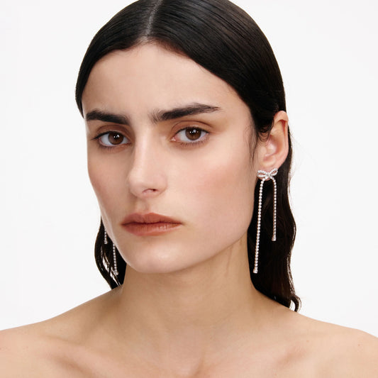 Crystal Bow Dangle Earrings