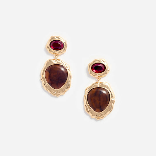 Mottled Gold Multi Tiered Earrings
