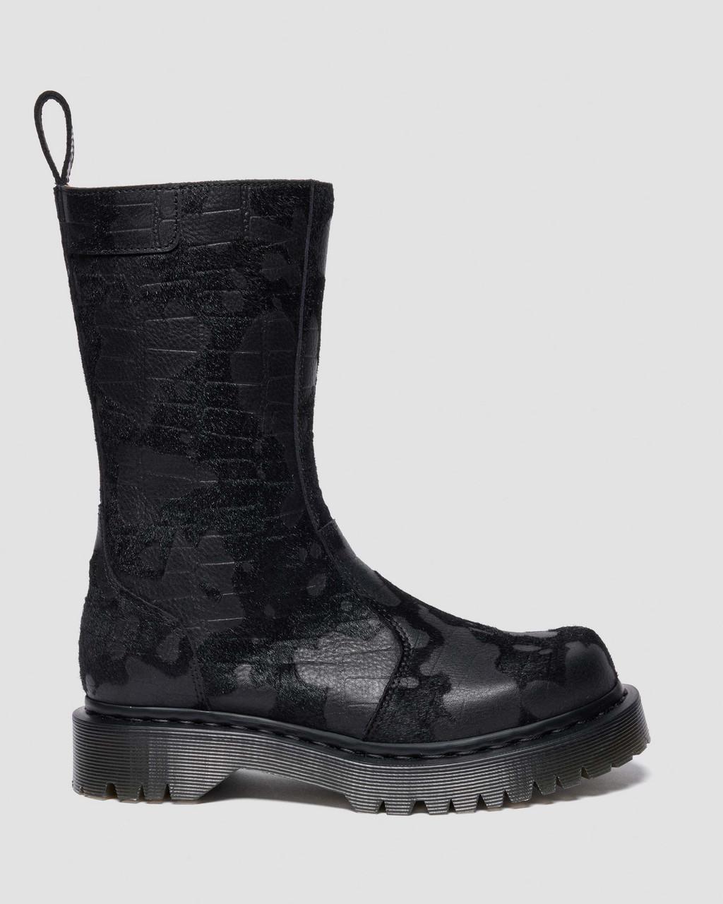 Rejena Hair On Croc Emboss Leather Boots