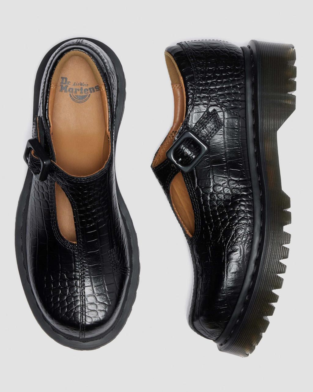 Rejena Mary Jane Croc Emboss Leather Shoes