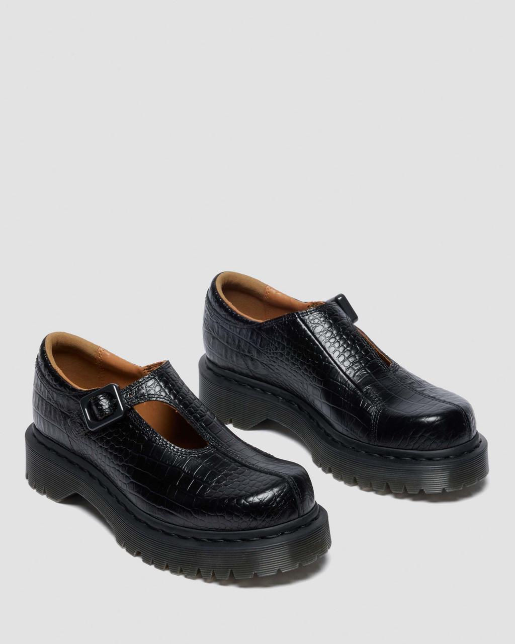 Rejena Mary Jane Croc Emboss Leather Shoes