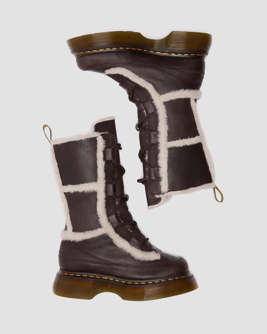 Buzz Lace Up Faux Fur Lined Grizzly Leather Boots