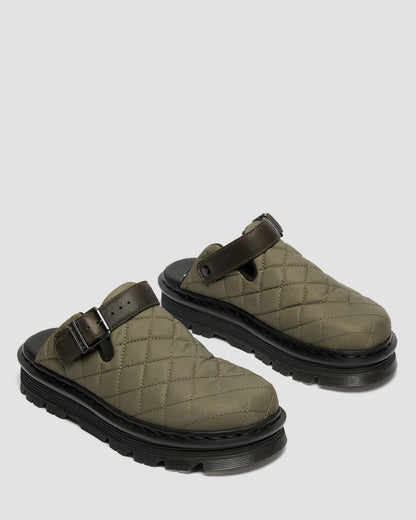 Zebzag Quilted Canvas Platform Mules