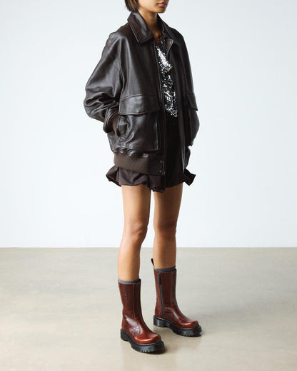 Rejena Croc Emboss Leather Boots