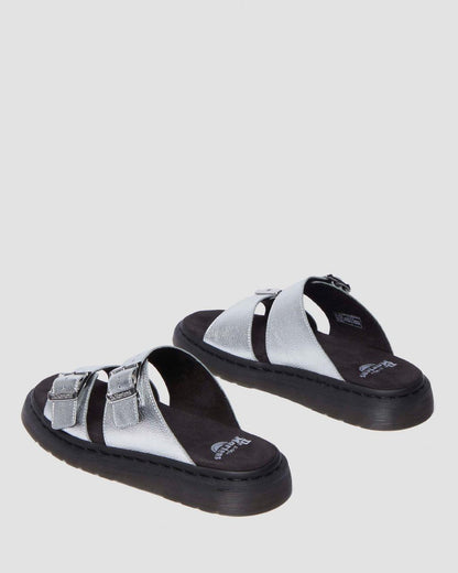 Josef Metallic Leather Slide Sandals