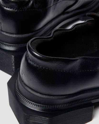 MAYBOLE SQUARE TOE RUCHED LEATHER LOAFERS