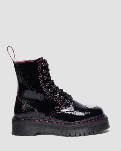 Jadon Distressed Patent Leather Platform Boots