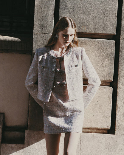 Pink Sequin Boucle Jacket