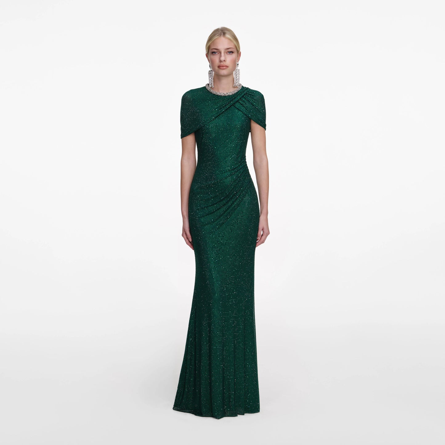 Green Rhinestone Maxi Dress