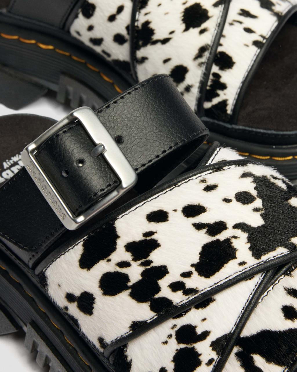 Mattison Slide Dalmatian Hair On Leather Sandals