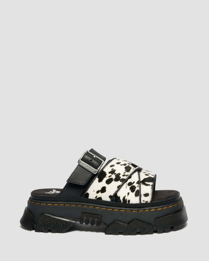 Mattison Slide Dalmatian Hair On Leather Sandals
