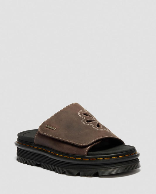 Zebzag Flower Crazy Horse Leather Slides