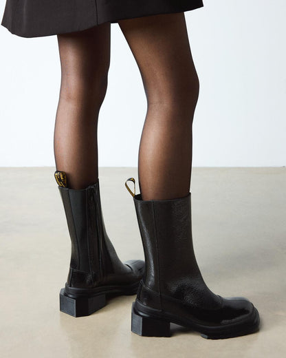 Maybole Hi Square Toe Patent Chelsea Boots