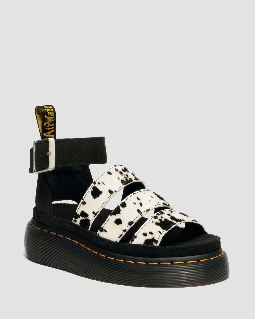 Clarissa Strap Hair On Leather Quad Sandals