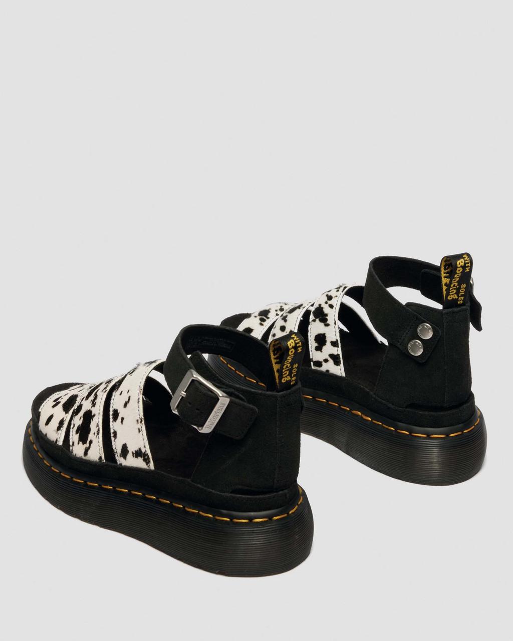 Clarissa Strap Hair On Leather Quad Sandals