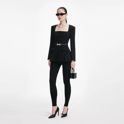Black Crepe Tailored Top