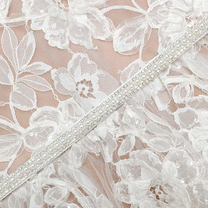 White Sequin Lace Tiered Maxi Dress