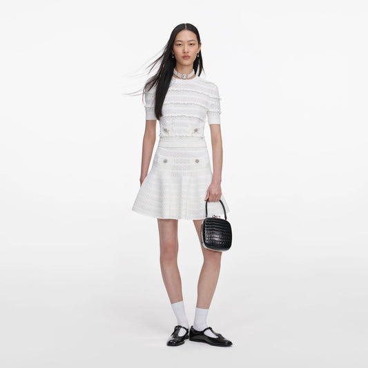 White Pointelle Knit Top