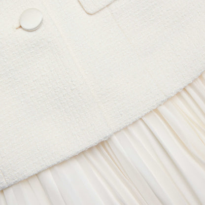 Cream Boucle Shawl Collared Midi Dress