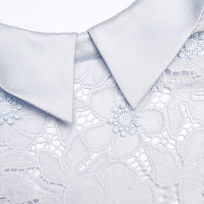 Blue Guipure Lace Mini Dress