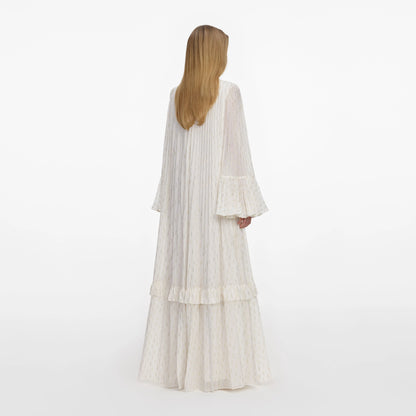 Cream And Gold Chiffon Maxi Dress