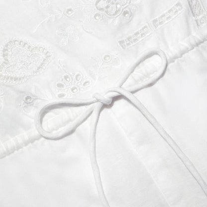 White Embroidered Playsuit
