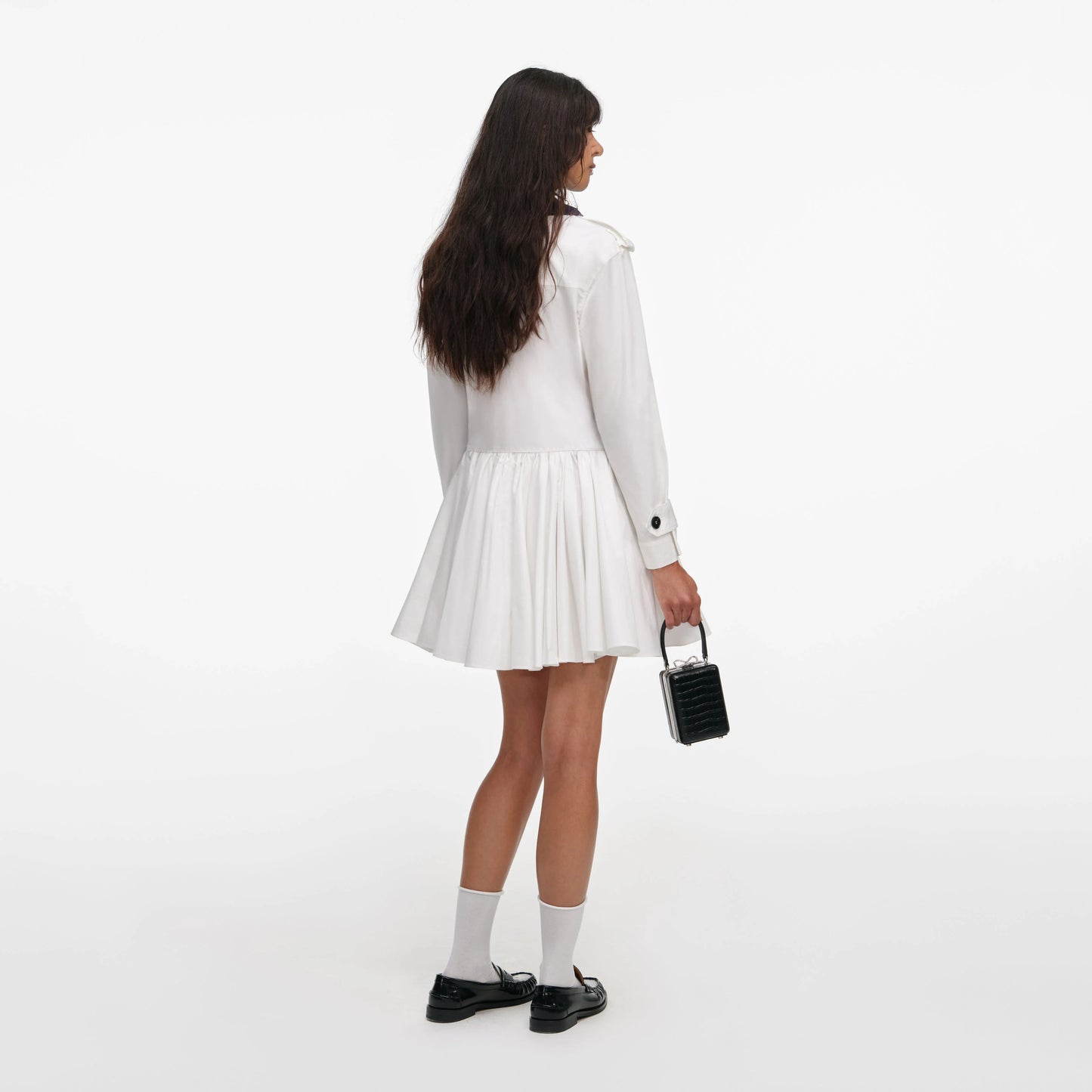 White Cotton Double Breasted Mini Dress