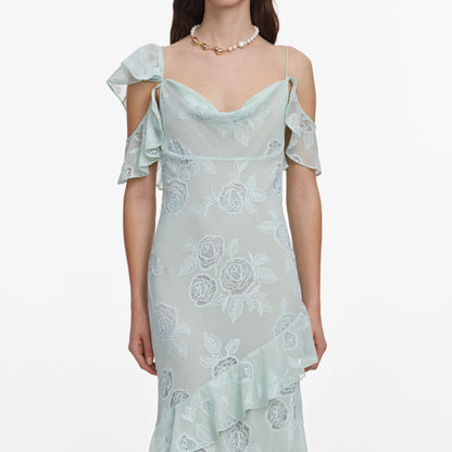 Mint Embroidered Georgette Maxi Dress