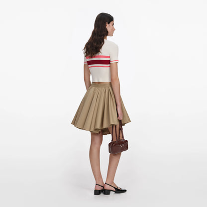 Cream Stripe Viscose Knit Top