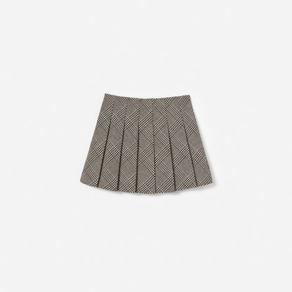 Black Check Pleated Skirt