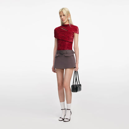 Red Fil Coupe Cut Out Top