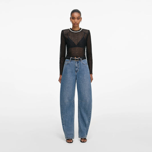 Black Organza Lace Top