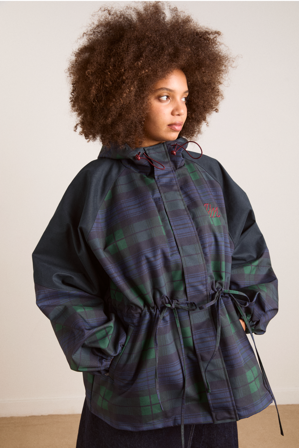 Stylish waterproof jackets that can be worn on rainy days- navy check---Add to cart and enjoy 50% off