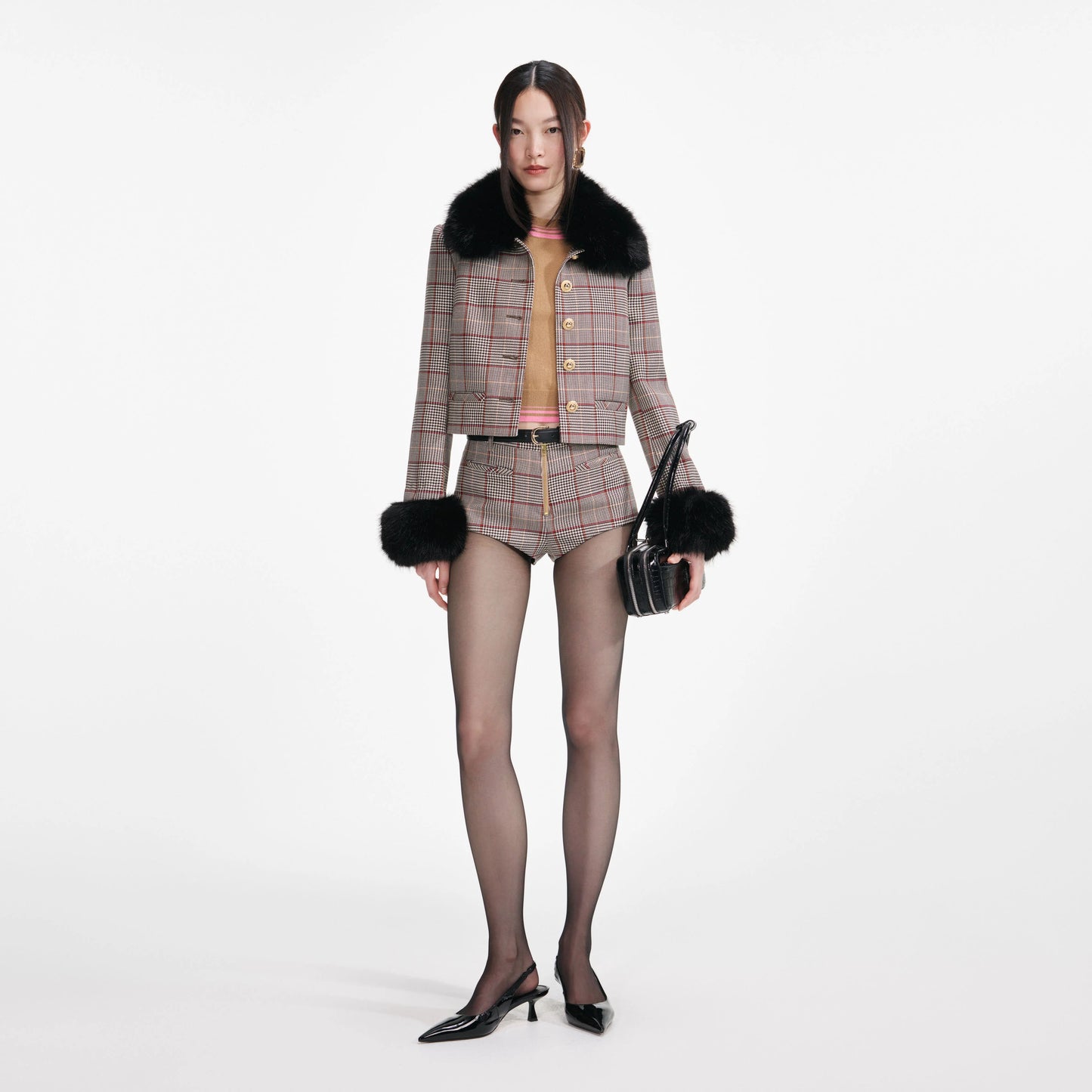 Brown Check Shorts