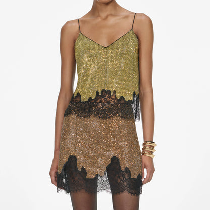 Champagne Crystal Chainmail Top