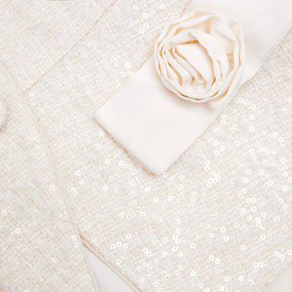 Cream Boucle Bow Detail Maxi Dress