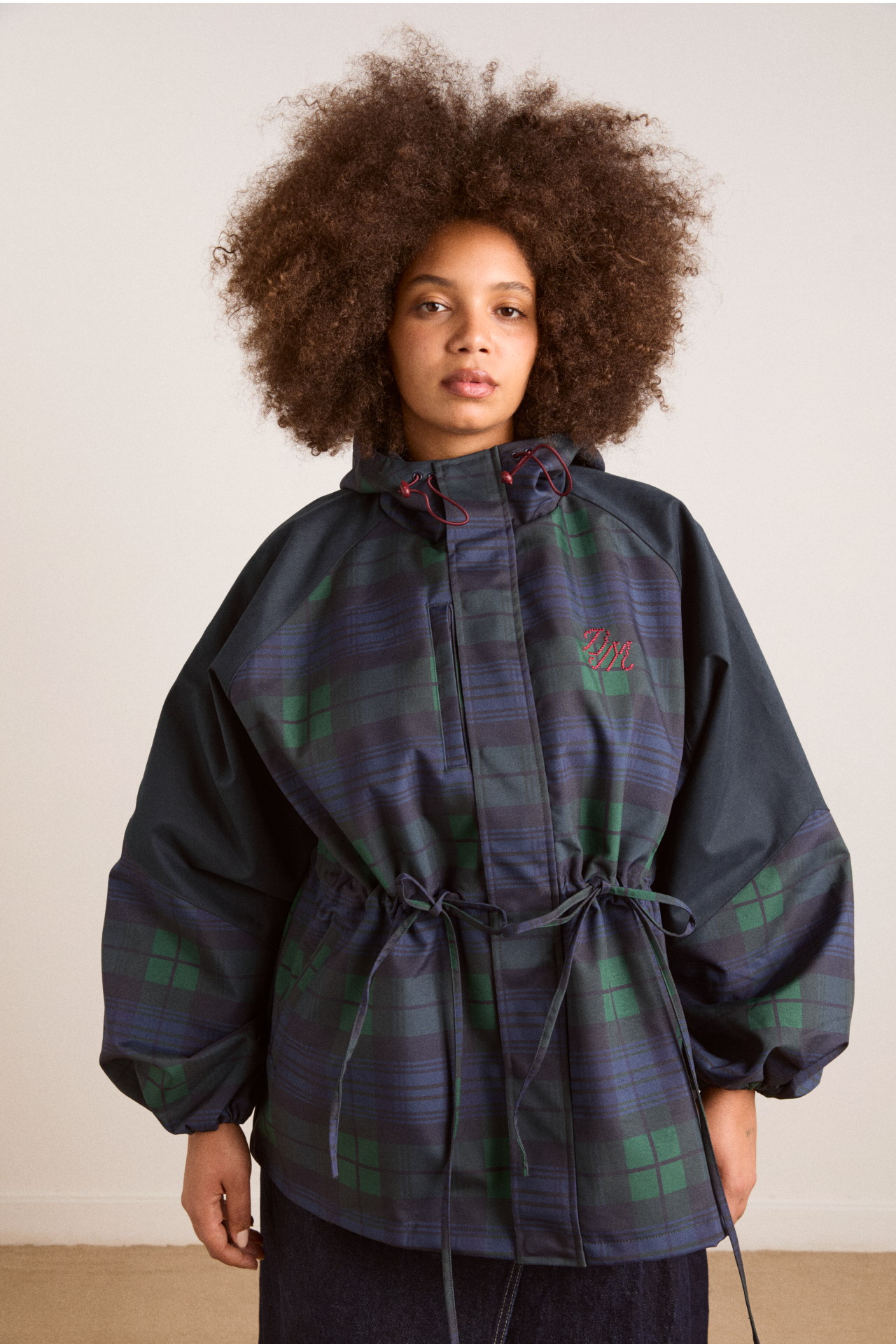 Stylish waterproof jackets that can be worn on rainy days- navy check---Add to cart and enjoy 50% off
