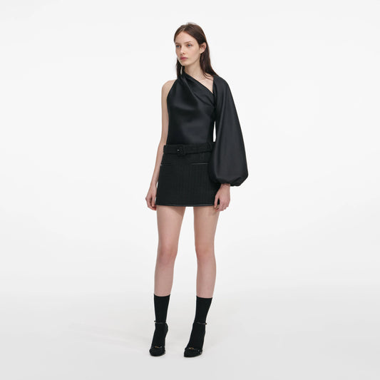 Black Boucle Mini Skirt