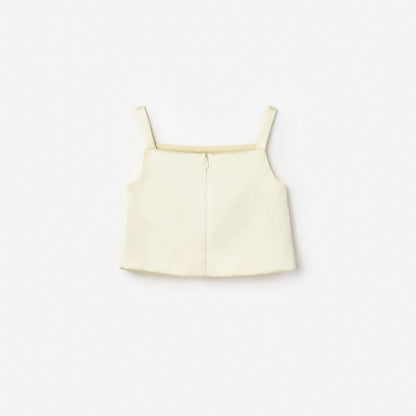 Yellow Satin Sequin Flower Top