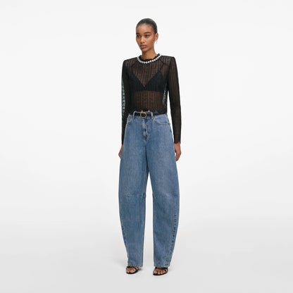 Black Organza Lace Top