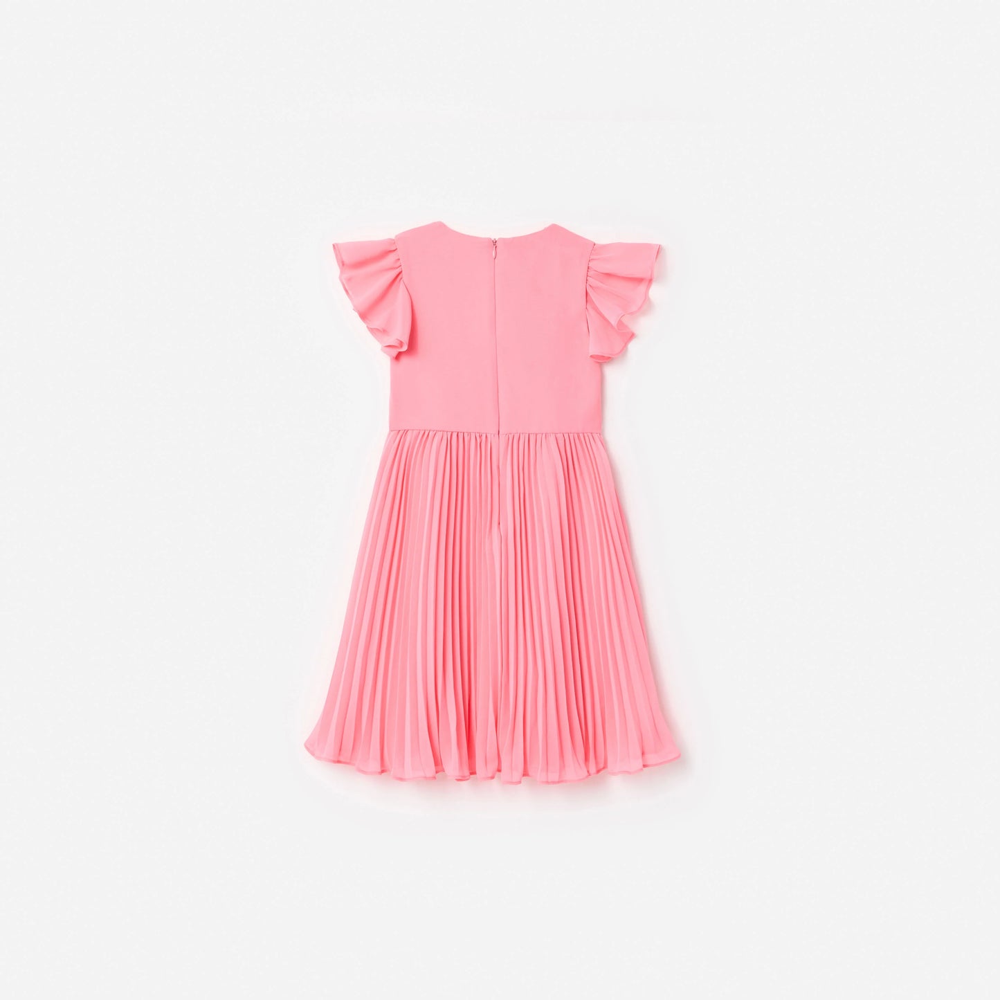 Pink Chiffon Lace Trim Dress