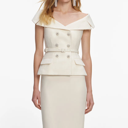 Cream Boucle Maxi Dress