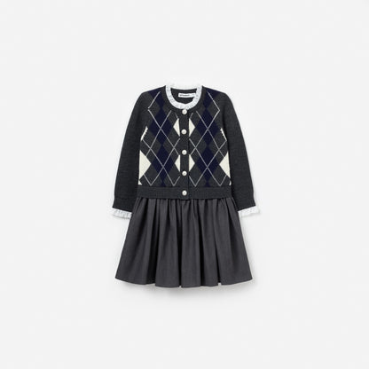 Grey Argyle Knit Dress