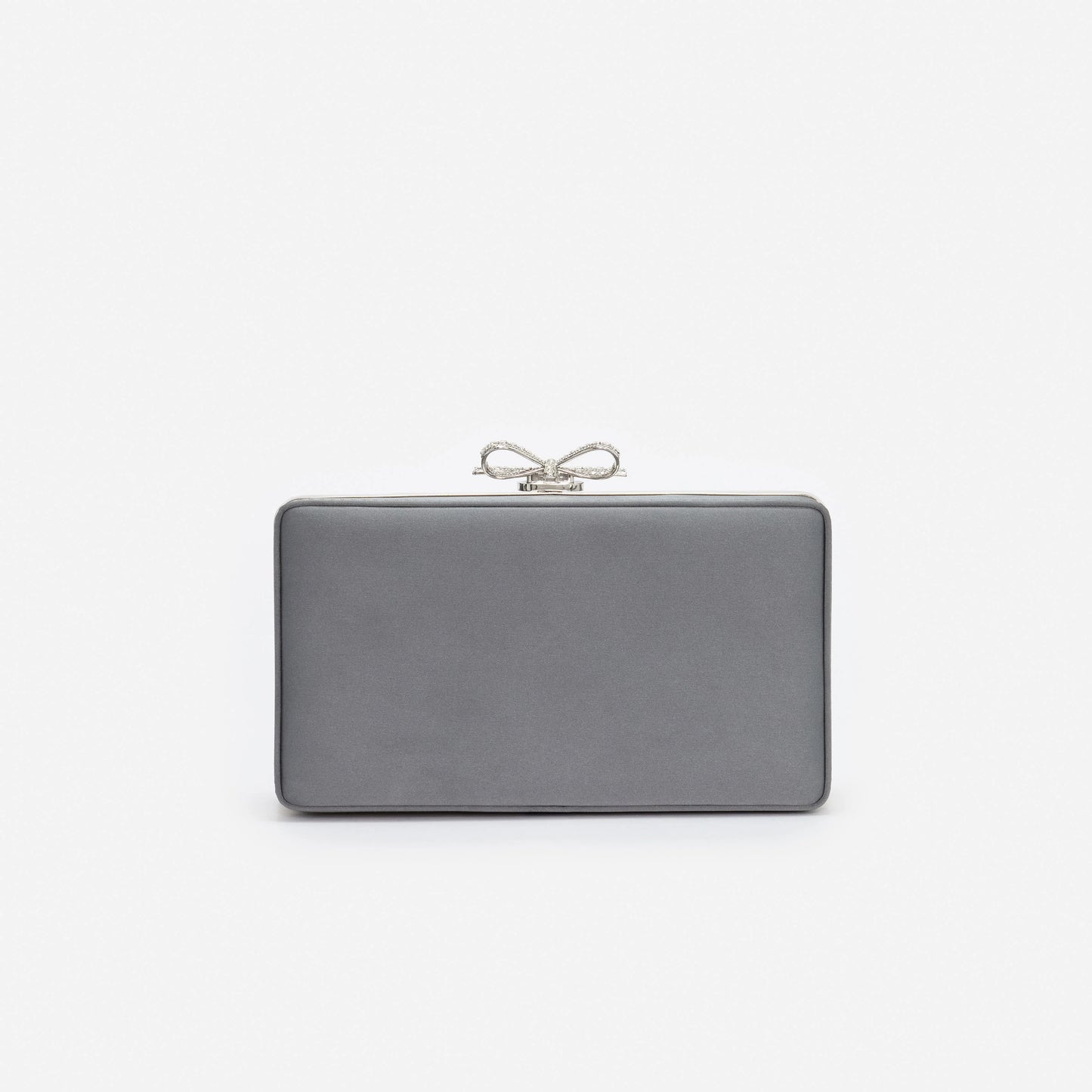 Grey Satin Crystal Clutch Bag