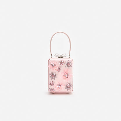 Pink Satin Floral Beaded Micro Bag