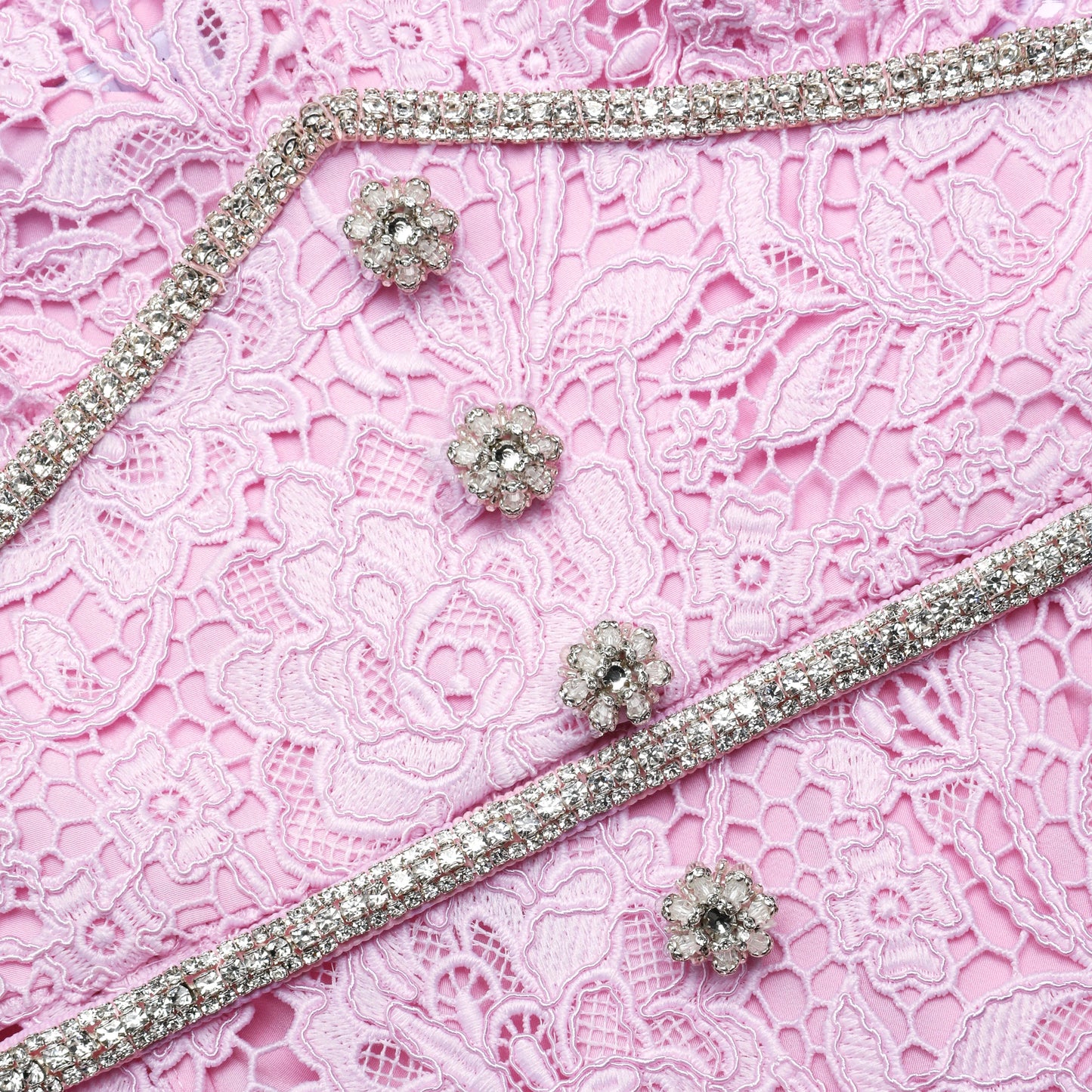 Pink Cord Lace Midi Dress