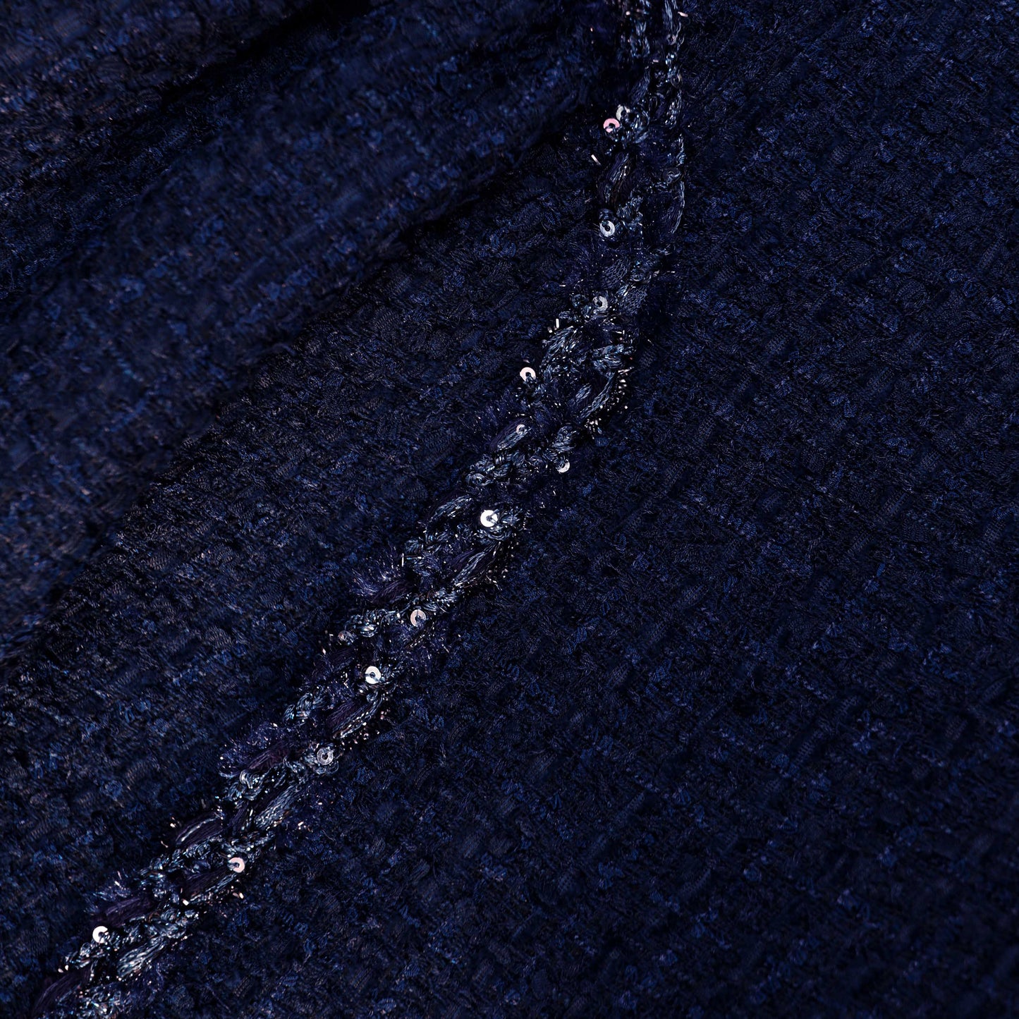 Navy Boucle Midi Dress