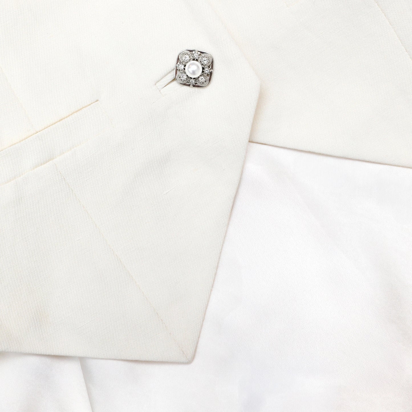 Cream Linen Blend Satin Midi Dress